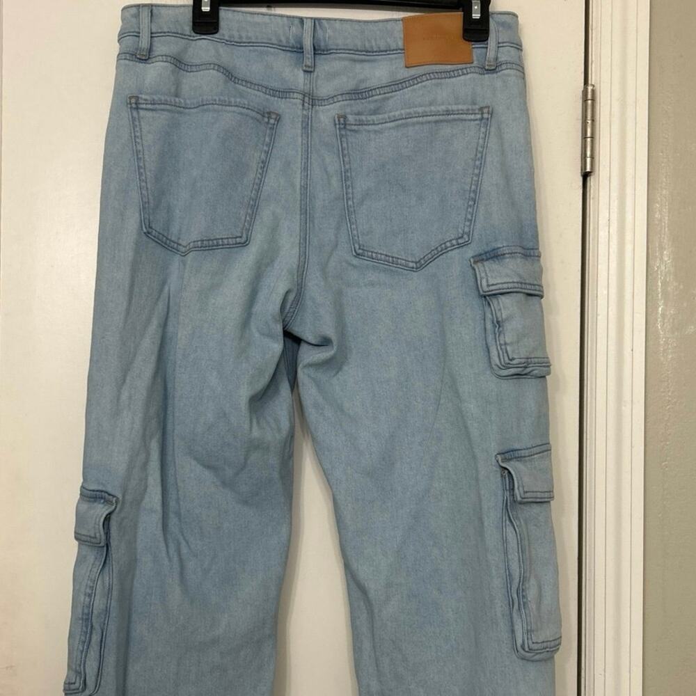 Express Low Slung Med/Light Baggy Cargo Jeans Low Rise Relaxed Straight Leg 10L - Picture 11 of 16